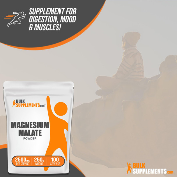 Bulksupplements.Com Magnesium Malate Powder - Magnesium Supplement, Pure Magnesium Malate, Magnesium Malate 400Mg - High Absorption Magnesium, 2500Mg (400Mg Magnesium) Per Serving, 250G (8.8 Oz)