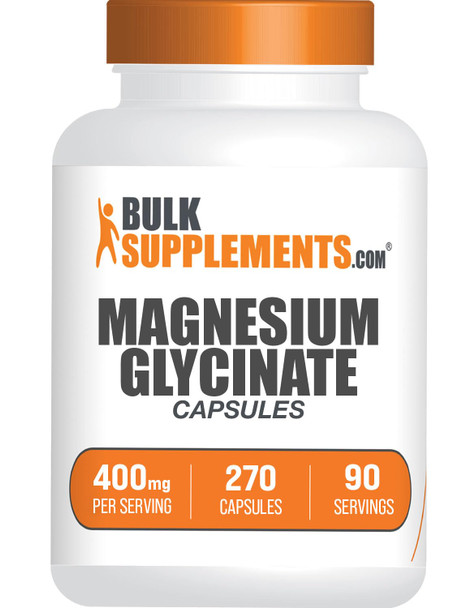 Bulksupplements.Com Magnesium Glycinate Capsules - Magnesium Bisglycinate Capsules, Magnesium Supplement, Magnesium Glycinate 400Mg - 3 Capsules Per Serving, 90-Day Supply, 270 Capsules