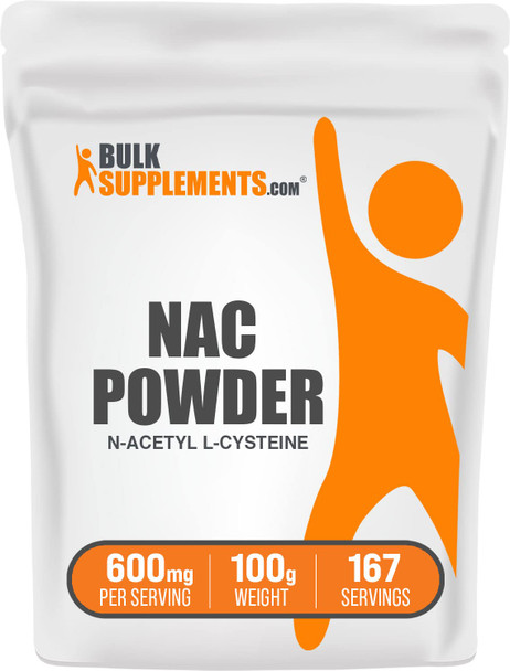 Bulksupplements.Com Nac Powder - N-Acetyl Cysteine 600Mg, Nac Supplement - Antioxidant Support, Gluten Free - 600Mg Per Serving, 167 Servings, 100G (3.5 Oz) (Pack Of 1)