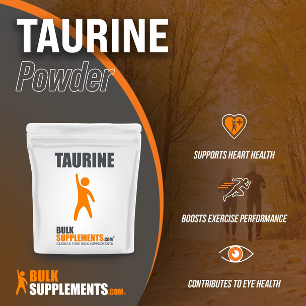 Bulksupplements.Com Taurine Powder - Taurine Supplement, Taurine 2000Mg, Amino Acids Supplement - Heart Health Supplements, Unflavored & Gluten Free, 2G Per Serving, 500G (1.1 Lbs)