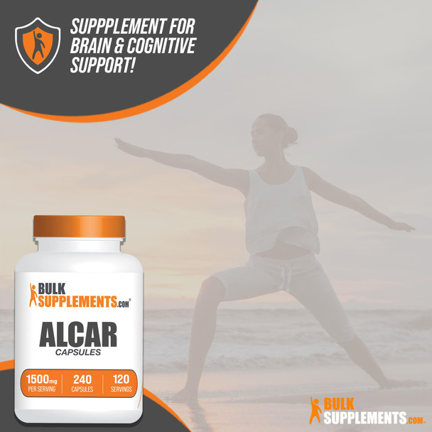 Bulksupplements.Com Acetyl L-Carnitine Capsules - Alcar Hcl, Carnitine Supplement - Alcar Capsules, Acetyl L-Carnitine 1500Mg - Gluten Free, 2 Capsules Per Serving, 240 Capsules