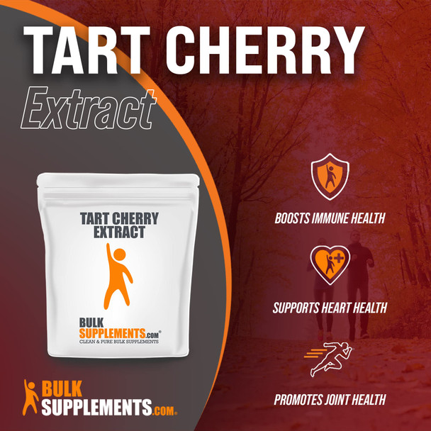 Bulksupplements.Com Tart Cherry Extract Powder - Herbal Supplement, Antioxidant Source - Gluten Free, Sugar Free - 500Mg Per Serving, 500 Servings (250 Grams - 8.8 Oz)