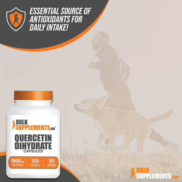 Bulksupplements.Com Quercetin Dihydrate Capsule - Quercetin Supplements, Quercetin 1000Mg, Quercetin Capsules - Antioxidants Supplement, 4 Capsules Per Serving, 120 Capsules