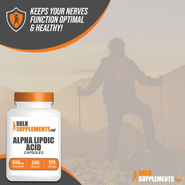 Bulksupplements.Com Alpha Lipoic Acid Capsules - Ala Supplement, Alpha Lipoic Acid 600Mg - Gluten Free, 2 Capsules Per Serving, 240 Capsules (Pack Of 1)