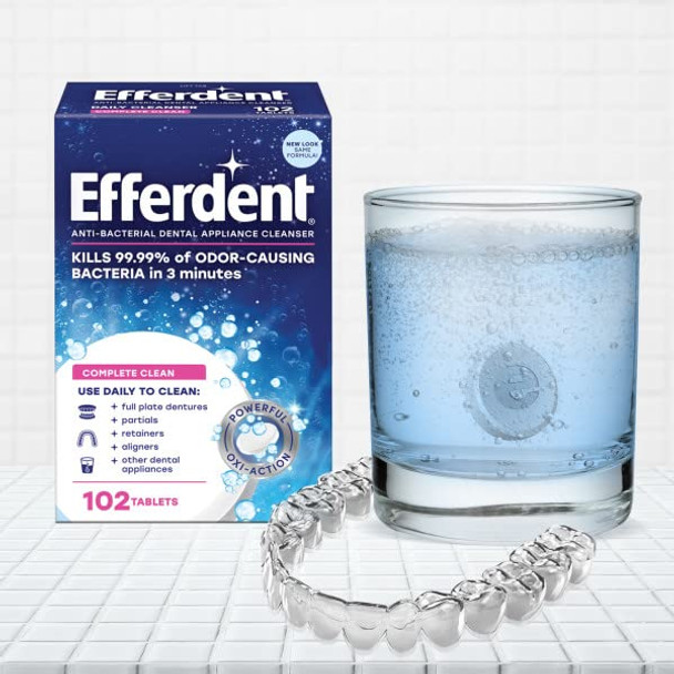 Efferdent Denture Cleanser Tablets, Complete Clean, Cleanser for Retainer and Dental Appliances, 44 Count