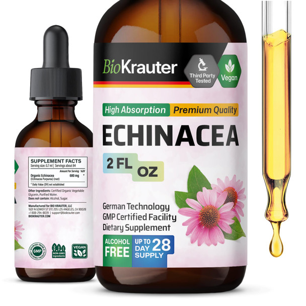 BIO KRAUTER Green Tea Extract Tincture - Organic Green Tea Supplements With Egcg - Potent Antioxidant Source - Immune Support Supplement - Alcohol And Sugar Free - Vegan Drops 2 Fl.Oz.