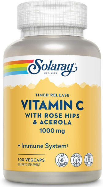 Solaray Vitamin C Rose Hips & Acerola Time Released