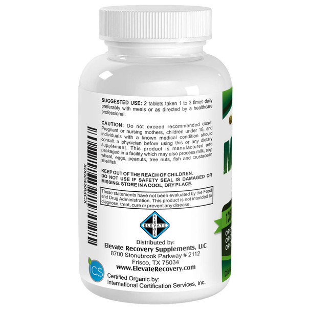 Elevate Recovery Supplements Organic Greens (All-In-1) Superfood Greens Supplements With 28 Superfoods - Multi Greens Supplement Pills - Certified Organic - Easy To Swallow - 60 Tablets