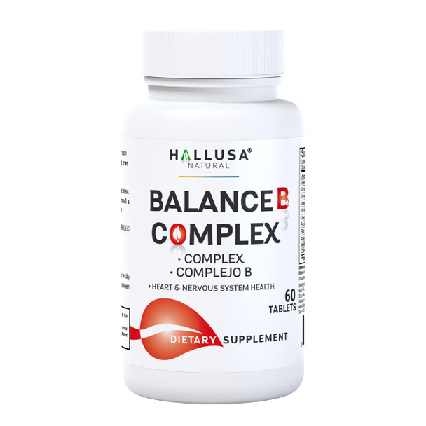 Hallusa Natural - Balance Vitamin B Complex - Energy, Brain Cell Function, Vitamin B2, B3, B5, B6, B12-60 Day Supply