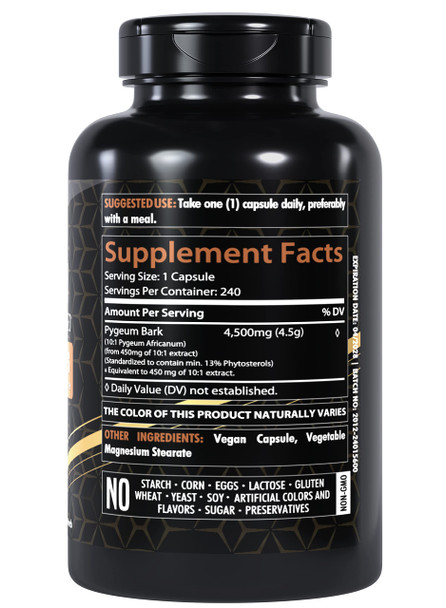 Healthfare Pygeum Bark Extract Supplement 4500Mg | 240 Capsules | Prostate Health, Bladder And Urinary Tract Support | Ultra Standardized Pygeum Africanum Bark