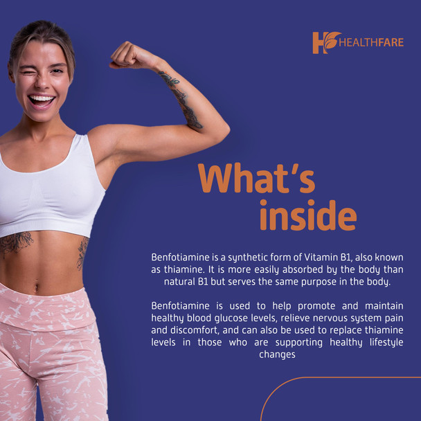 Healthfare Benfotiamine 300Mg | 200 Capsules | Fat Soluble Thiamine Vitamin B1 | Supports Overall Health | Non-Gmo | Gluten Free