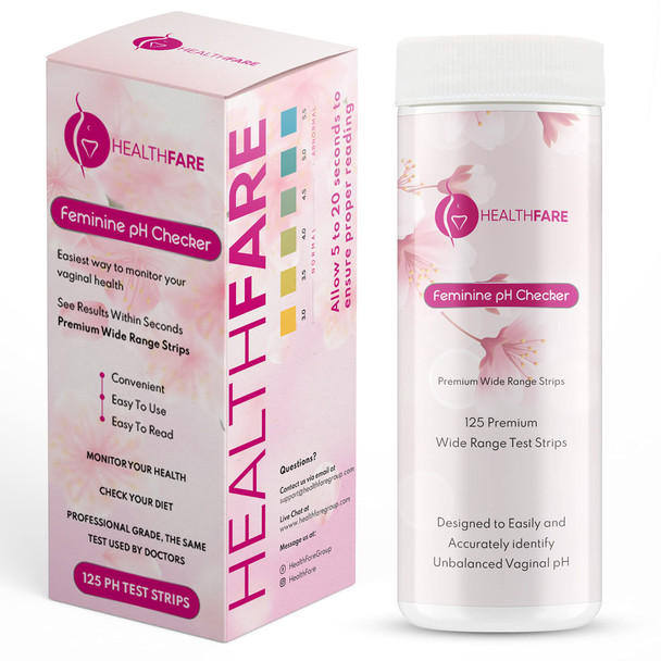 Healthfare Feminine Ph Checker Test Strips To Monitor Intimate Health, Balance Ph Level 3.0-5.5 | Accurate Test Kit For Women'S Vaginal Alkalinity & Acidity Balance [125 Strips]