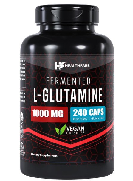 Healthfare L-Glutamine 1000Mg | 240 Capsules | Amino Acid Fuel For Gut & Muscle Health | Non-Gmo | Gluten-Free | Support For Recovery & Wellness | Made In The Usa