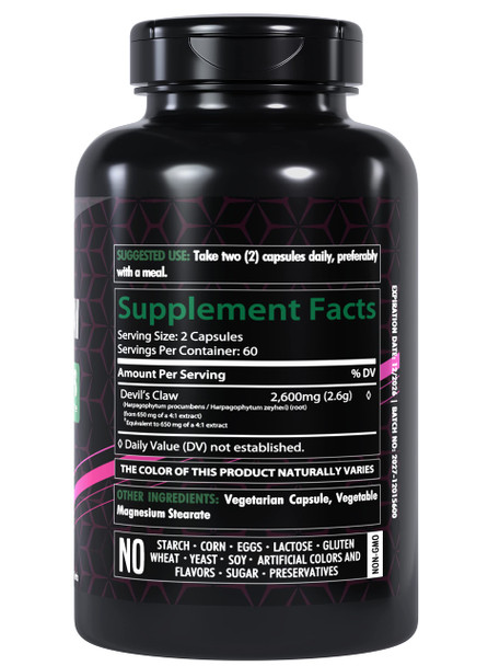 Healthfare Devils Claw Herbal Supplement | 2600Mg | 120 Count | Support Low Back Discomfort | Max Potency Formula | Non-Gmo And Gluten-Free