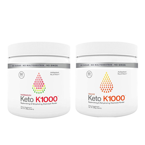 Hi-Lyte Keto K1000 Electrolyte Powder | Hydration Supplement Drink Mix | 50 Servings | Watermelon, Lighter Stevia Taste | Orange, Lighter Stevia Taste