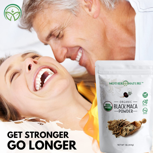 Mother Nature Organics Superfoods for Organic Living Organic, Raw Black Maca Root Powder - Premium Usda Certified, Ideal For Men & Women, Boost Workouts, Enhance Muscle Recovery, Non-Gmo, Vegan Superfood