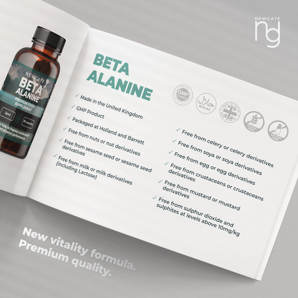 Newgate Labs - Beta Alanine 500Mg For Men And Women - 90 Capsules - Preworkout Nutritional Supplement - Energy & Muscle – Halal - Made In The Uk