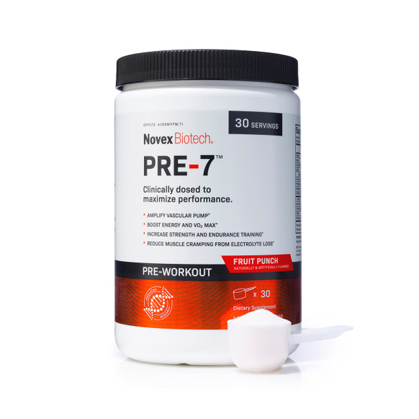 Novex Biotech Pre-7 Pre-Workout Powder – Best Preworkout For Men - Boost Energy, Focus, And Vo2 Max, Increase Strength And Endurance Training, Support Hydration During Prolonged Exercise*