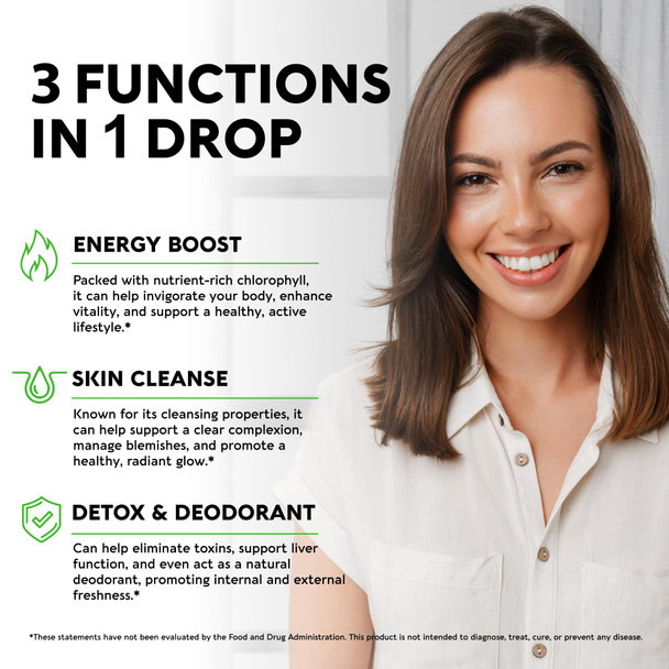 NUTRAHARMONY Vegan Chlorophyll Liquid Drops - Oxygen & Energy Boost, Skin Cleanse - Made In Usa Trusted Quality - Natural Deodorant & Detox - 12000 Mg Extra Strength Supplement - 2 Month Supply, Fresh Mint Flavor