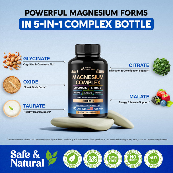 NUTRAHARMONY Magnesium Complex Capsules & Mullein Leaf Extract Capsules