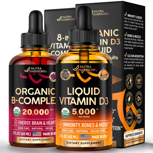 NUTRAHARMONY Organic Vitamin D3 & Vitamin B Complex Drops