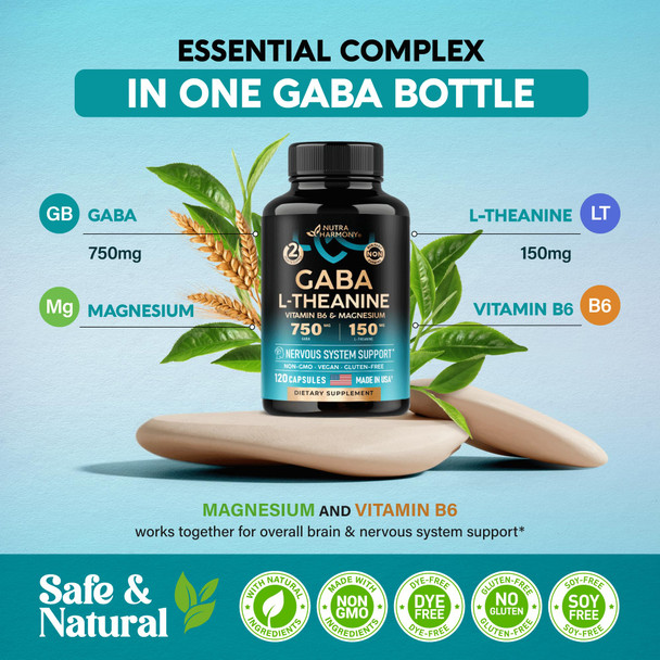 NUTRAHARMONY Gaba With L-Theanine Capsules & Vitamin B Complex Drops