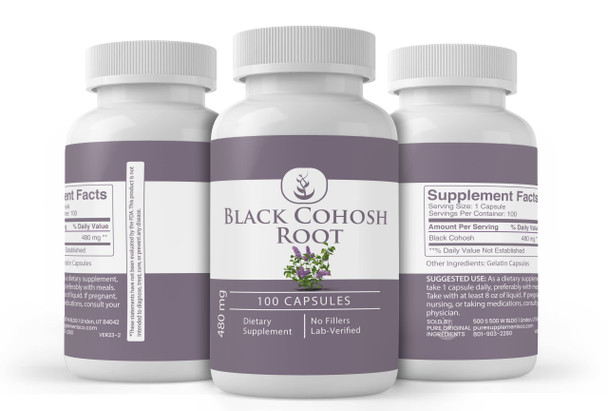 PURE ORIGINAL INGREDIENTS Black Cohosh Root, (100 Capsules) Always Pure, No Additives Or Fillers, Lab Verified