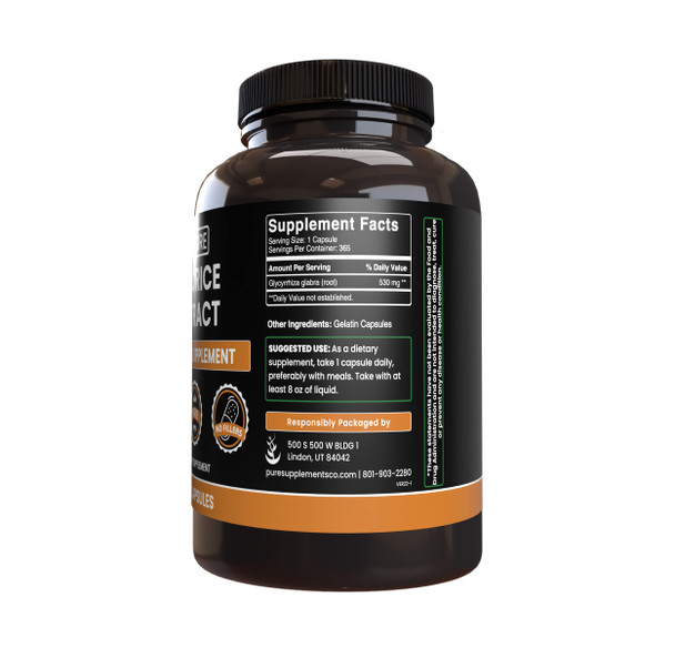PURE ORIGINAL INGREDIENTS Licorice Extract (365 Capsules) No Magnesium Or Rice Fillers, Always Pure, Lab Verified PURE ORIGINAL INGREDIENTS Licorice Extract (365 Capsules) No Magnesium Or Rice Fillers, Always Pure, Lab Verified