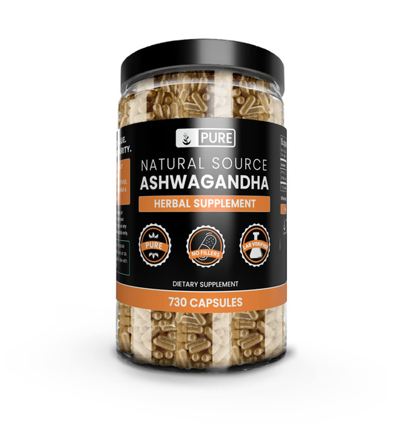 PURE ORIGINAL INGREDIENTS Ashwagandha (730 Capsules) No Magnesium Or Rice Fillers, Always Pure, Lab Verified