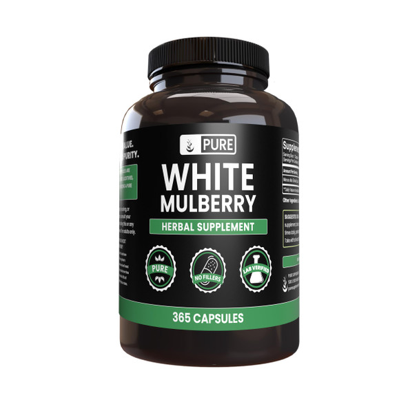 PURE ORIGINAL INGREDIENTS White Mulberry (365 Capsules) No Magnesium Or Rice Fillers, Always Pure, Lab Verified