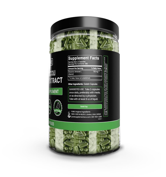 PURE ORIGINAL INGREDIENTS Broccoli Extract (730 Capsules) No Magnesium Or Rice Fillers, Always Pure, Lab Verified