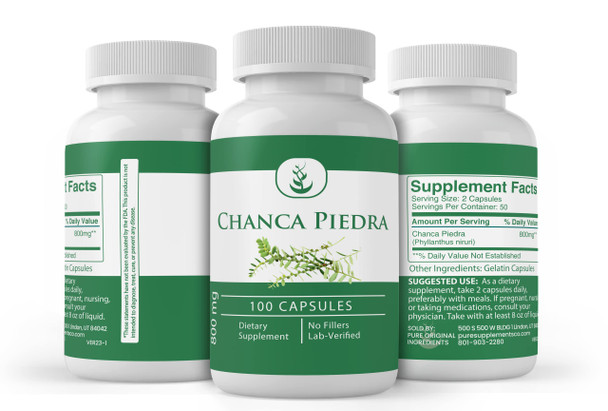 PURE ORIGINAL INGREDIENTS Chanca Piedra (100 Capsules) Always Pure, No Additives Or Fillers, Lab Verified
