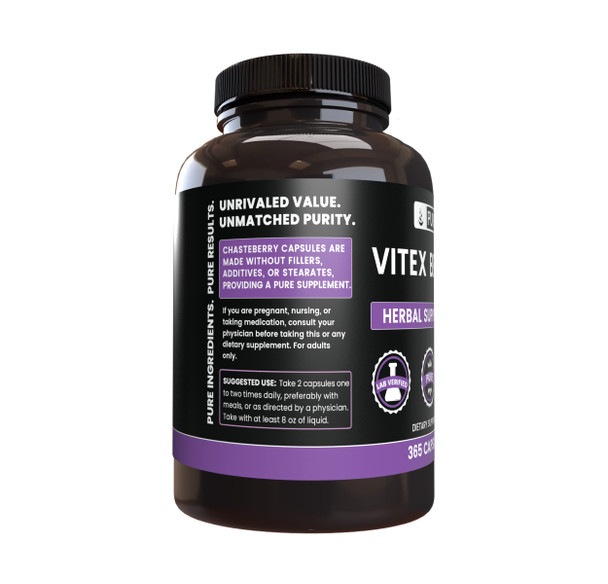 PURE ORIGINAL INGREDIENTS Vitex Berry (Chasteberry) (365 Capsules) No Magnesium Or Rice Fillers, Always Pure, Lab Verified