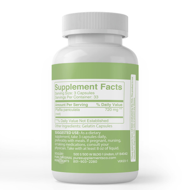 PURE ORIGINAL INGREDIENTS Suma Root, (100 Capsules) Always Pure, No Additives Or Fillers, Lab Verified