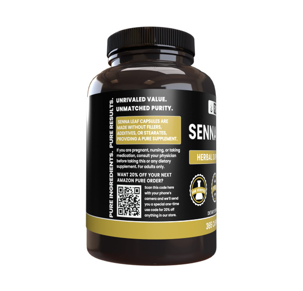 PURE ORIGINAL INGREDIENTS Senna Leaf (365 Capsules) No Magnesium Or Rice Fillers, Always Pure, Lab Verified