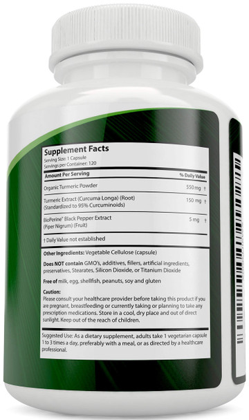 Purely Holistic Organic Turmeric Curcumin 700Mg & Bioperine + Organic Ashwagandha 1300Mg & Black Pepper - Vegan Bundle - 120 + 180 Capsules - Made In Usa