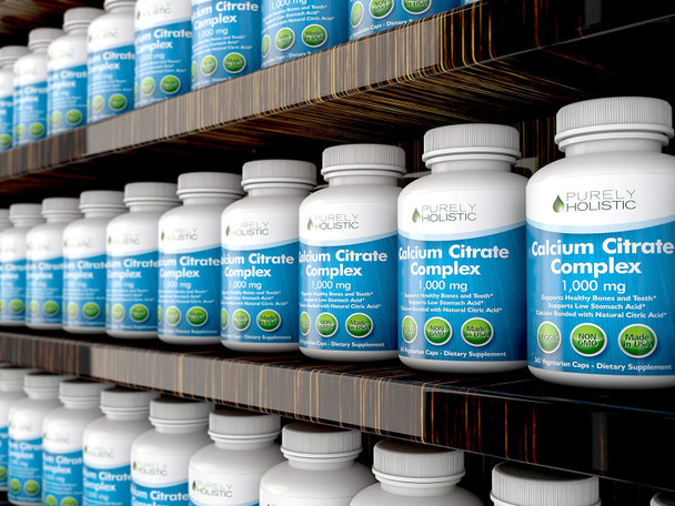 Purely Holistic Calcium Citrate 1000Mg - 365 Vegan Capsules Not Tablets With Added Parsley, Dandelion And Watercress - Without Vitamin D - Made In The Usa By