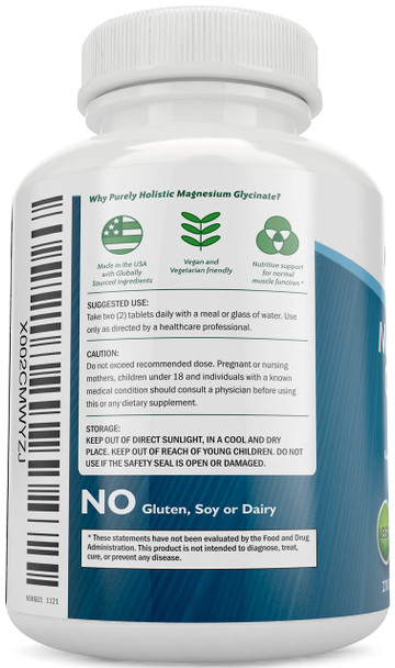 Purely Holistic Magnesium Glycinate 400Mg + Vitamin C 1000Mg With Rosehip & Acerola Cherry Bioflavonoid - Vegan Bundle - 270 Tablets & 365 Capsules