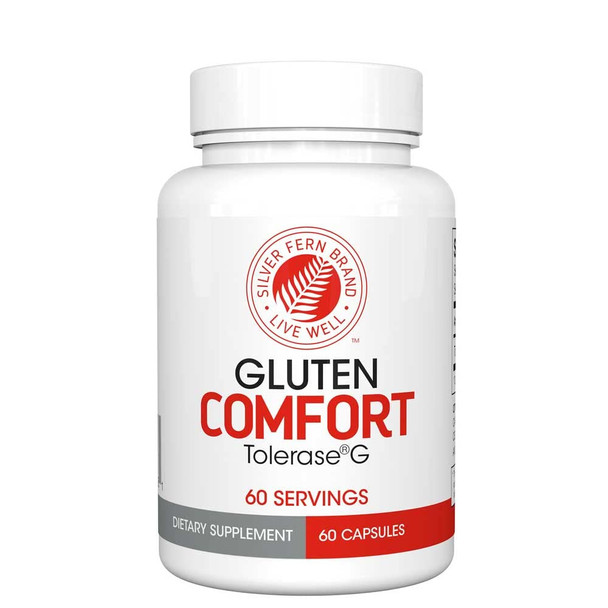 Silver Fern Gluten Comfort With Tolerase G - 1 Bottle - 60 Capsules - Digestive Enzyme Made Specifically To Break Down And Digest Gluten Protein Silver Fern Gluten Comfort With Tolerase G - 1 Bottle - 60 Capsules - Digestive Enzyme Made Specifically To Break Down And Digest Gluten Protein