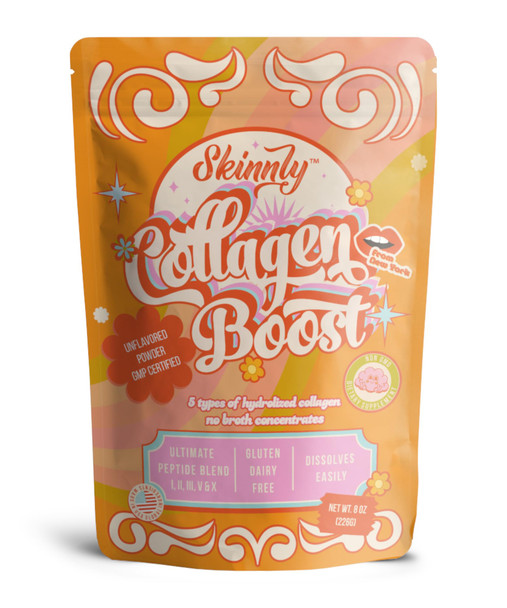 SKINNLY Multi Collagen Powder Protein, Type 1-2-3-5 &10 -Hydrolyzed Collagen Peptides Supports Skin,Hair,Nails And Gut Lining Health, Grass-Fed -Gluten Free-8Oz