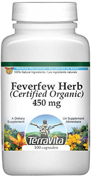 Terravita Feverfew Herb (Certified Organic) - 450 Mg (100 Capsules, Zin: 517681)