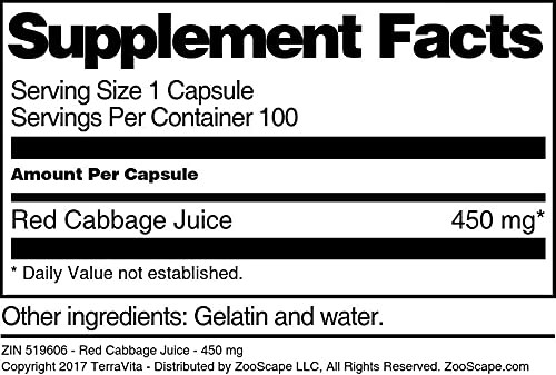 Terravita Red Cabbage Juice - 450 Mg (100 Capsules, Zin: 519606)
