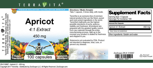 Terravita Apricot 4:1-450 Mg (100 Capsules, Zin: 518987)