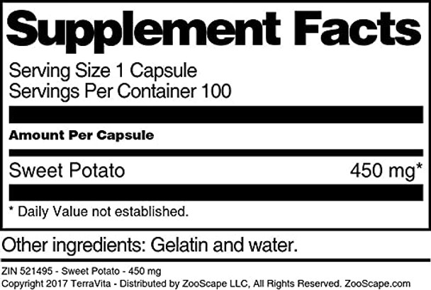 Terravita Sweet Potato - 450 Mg (100 Capsules, Zin: 521495)