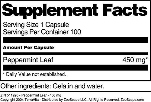 Terravita Peppermint Leaf - 450 Mg (100 Capsules, Zin: 511926)