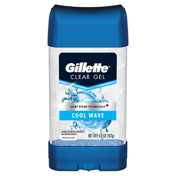 Gillette Antiperspirant Deodorant for Men, Cool Wave Scent, Clear Gel, 3.8 oz (Pack of 3)