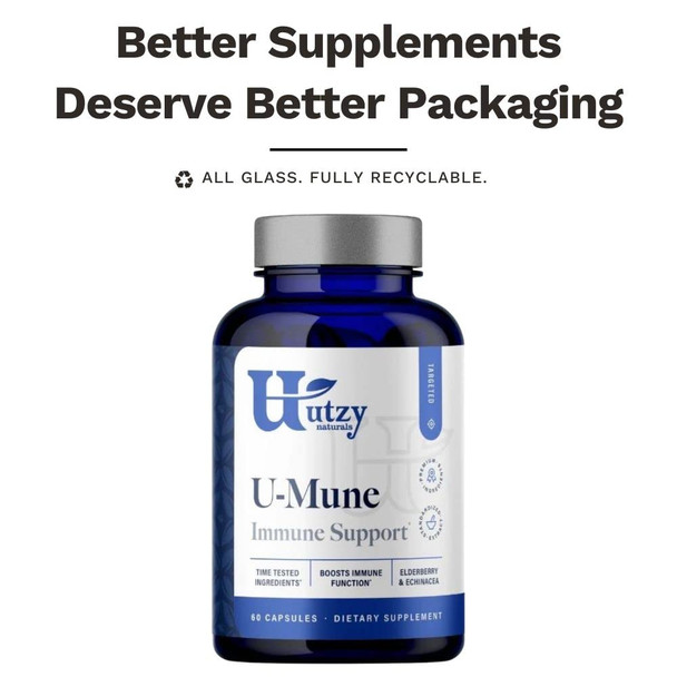 Utzy Naturals U-Mune | Immune Support W/Elderberry, Ecea, Oregano | Made In Usa | 3Rd Party Tested | 60 Capsules