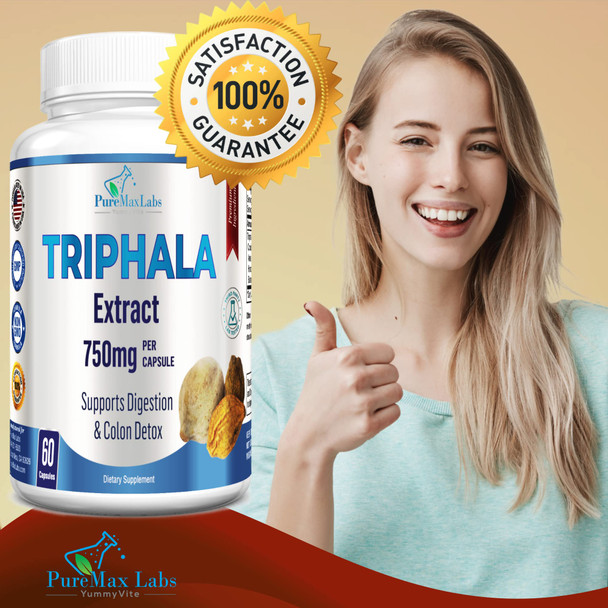 YUMMYVITE Triphala Capsules - Combination Of Amla, Harada (Haritaki) & Bahera (Bibhitaki) - Digestion & Colon Support, Immune System Support - 60 Capsules