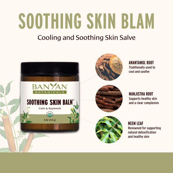 ‎Banyan Botanicals Soothing Skin Balm – Organic Herbal Skin Care Salve With Neem Leaf And Vetiver – Cooling And Soothing Balm For Natural Skin Health – 4 Oz – Non Gmo Sustainably Sourced Petroleum Free