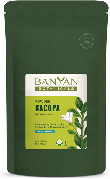 Banyan Botanicals Bacopa Powder Organic Bacopa Monnieri Supplement – Nootropic Herb – Focus and Concentration Supplements* – ½ lb